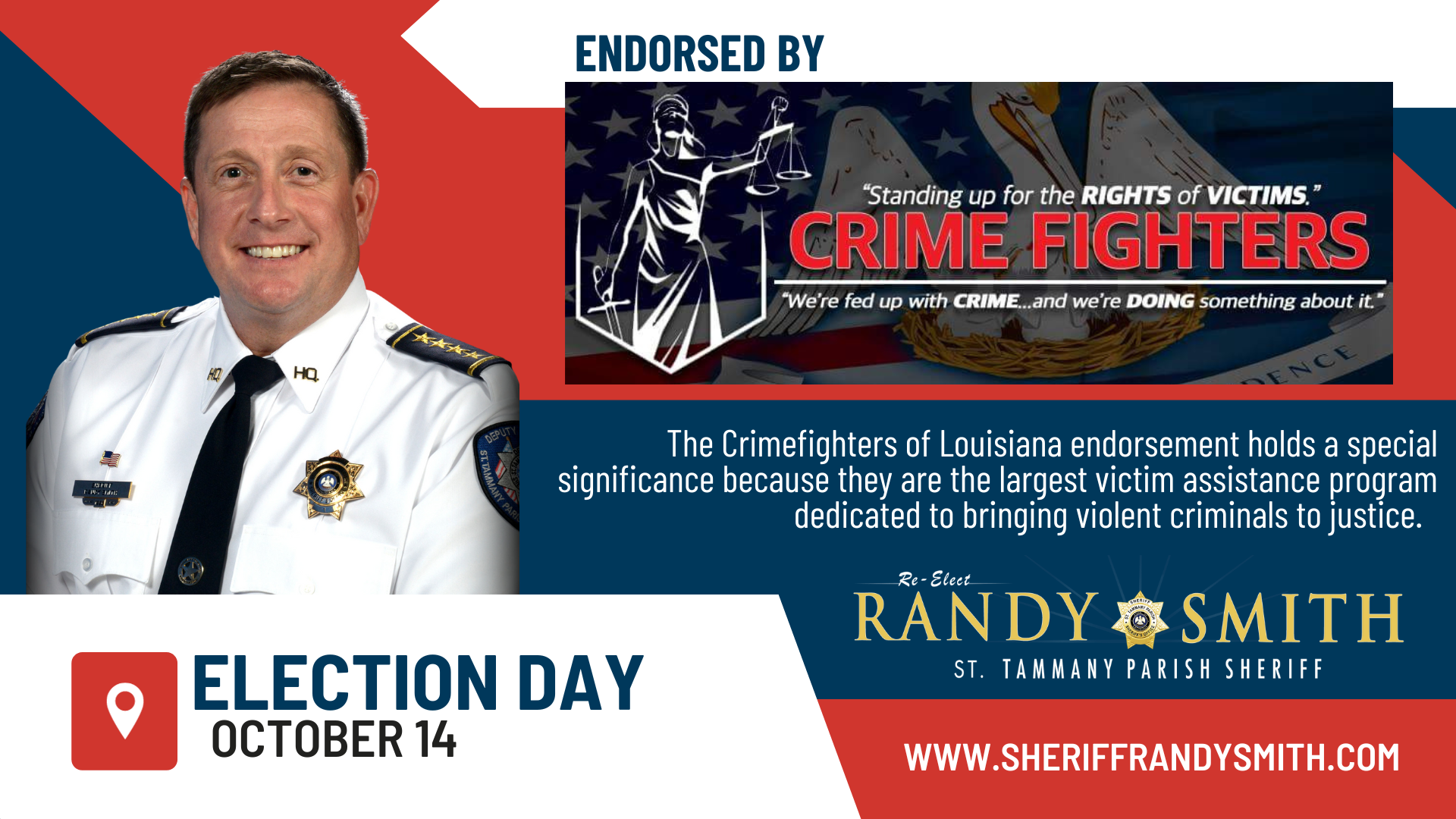 1920px x 1080px - Crime Fighters, Louisiana's Largest Victim Advocacy Group Endorses Sheriff  Randy Smith - Re-elect Randy Smith